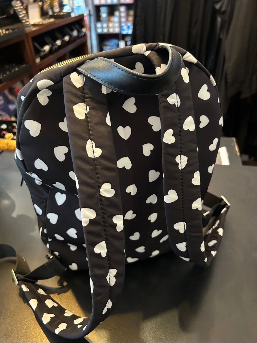 kate spade Black and White Heart-Print Mini Backpack